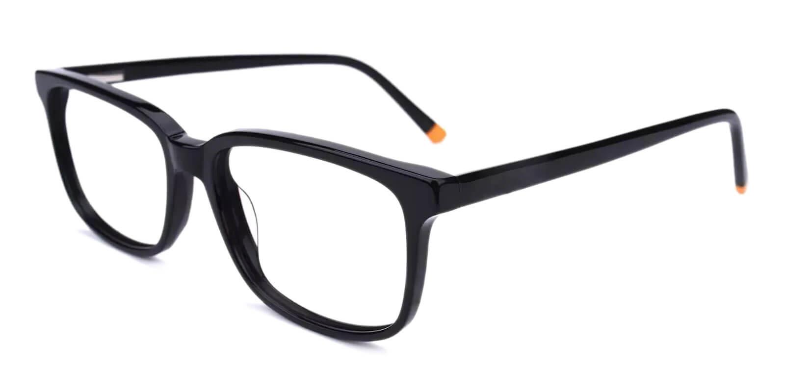 Leupp Corner Black Acetate Eyeglasses , SpringHinges , UniversalBridgeFit Frames from ABBE Glasses