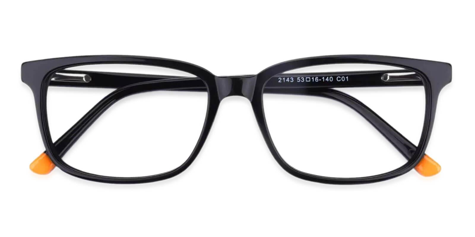 Leupp Corner Black Acetate Eyeglasses , SpringHinges , UniversalBridgeFit Frames from ABBE Glasses