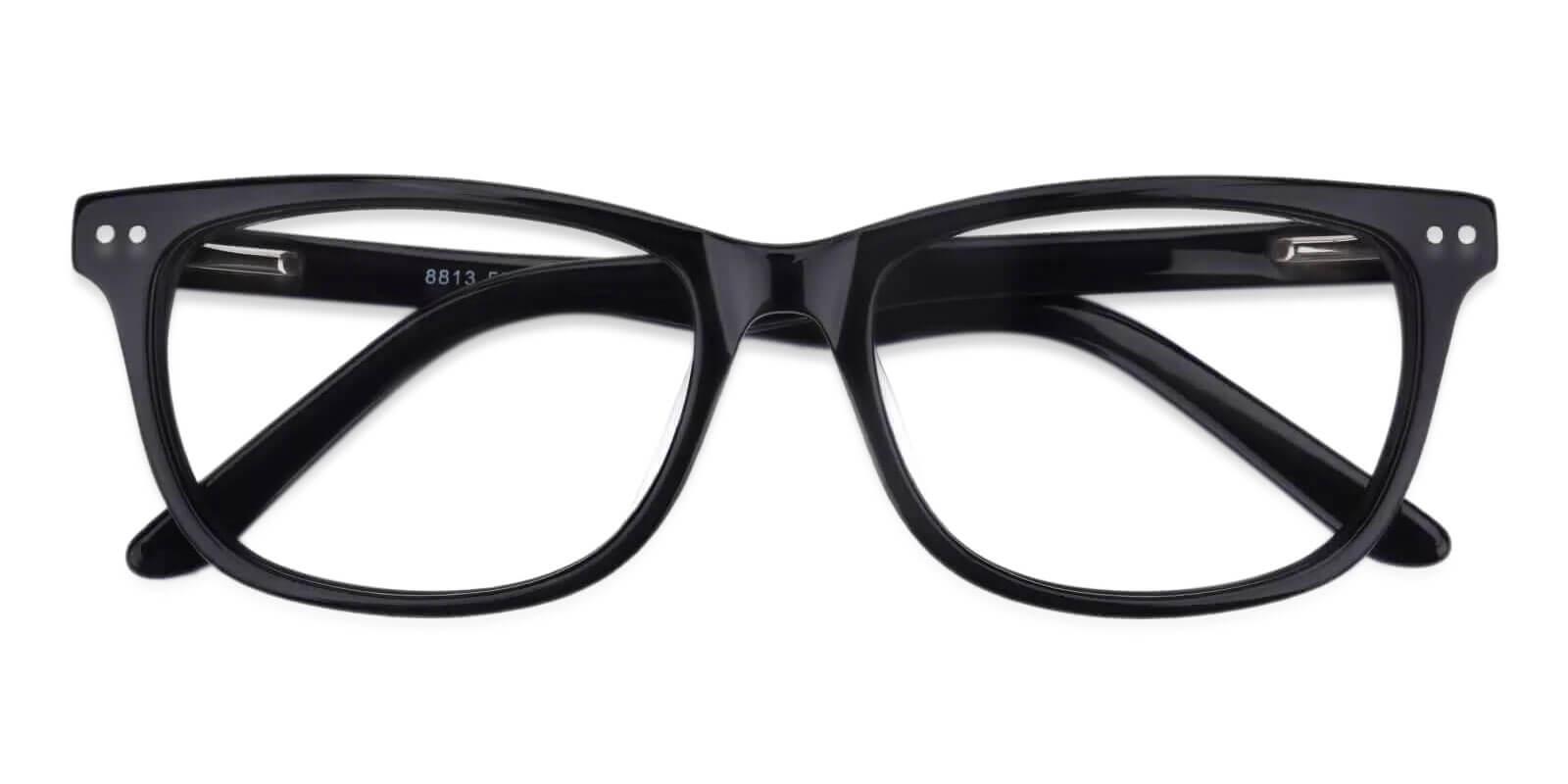 Alta Black Acetate Eyeglasses , SpringHinges , UniversalBridgeFit Frames from ABBE Glasses