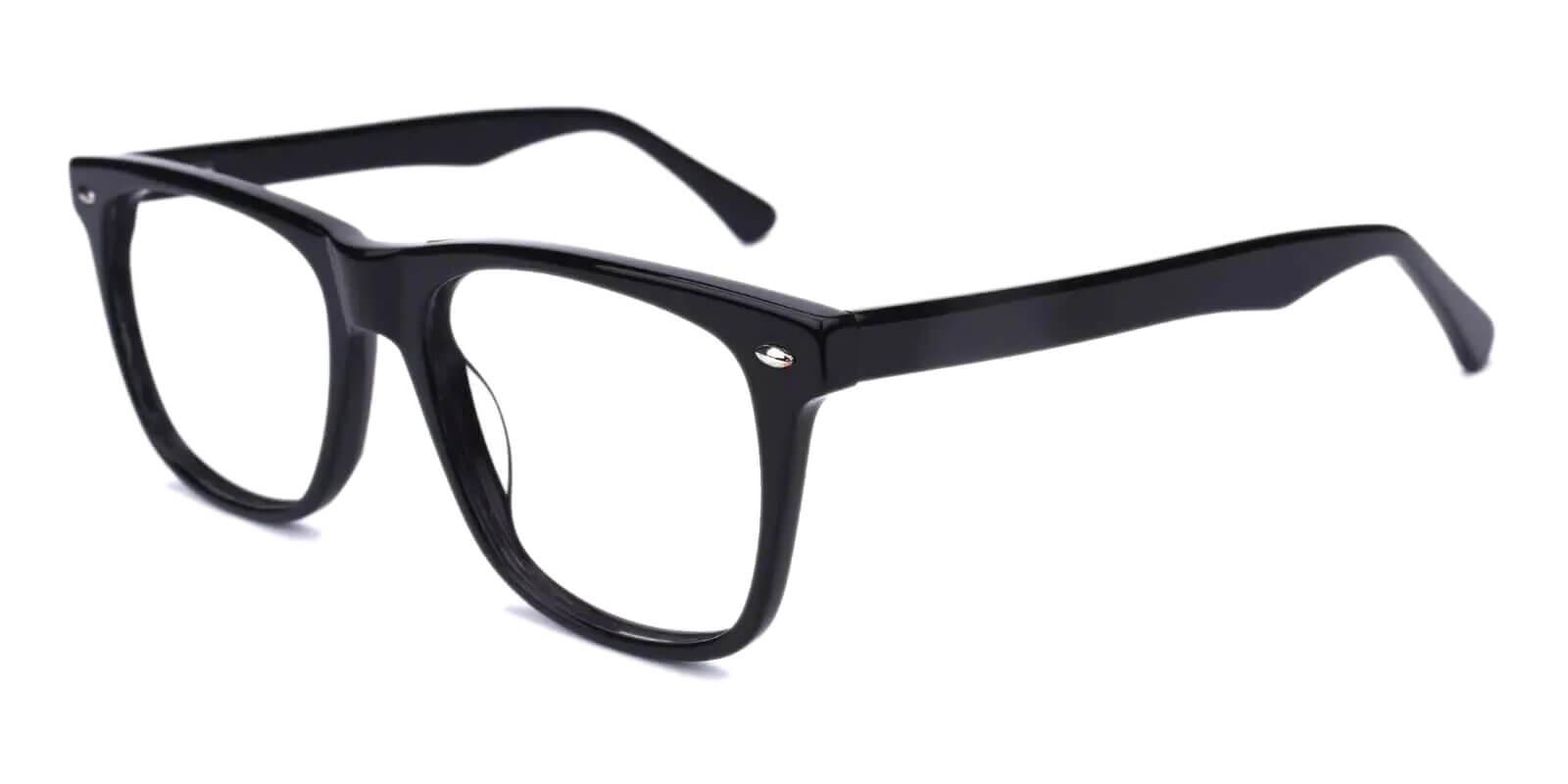 Montalvo Black Acetate Eyeglasses , SpringHinges , UniversalBridgeFit Frames from ABBE Glasses