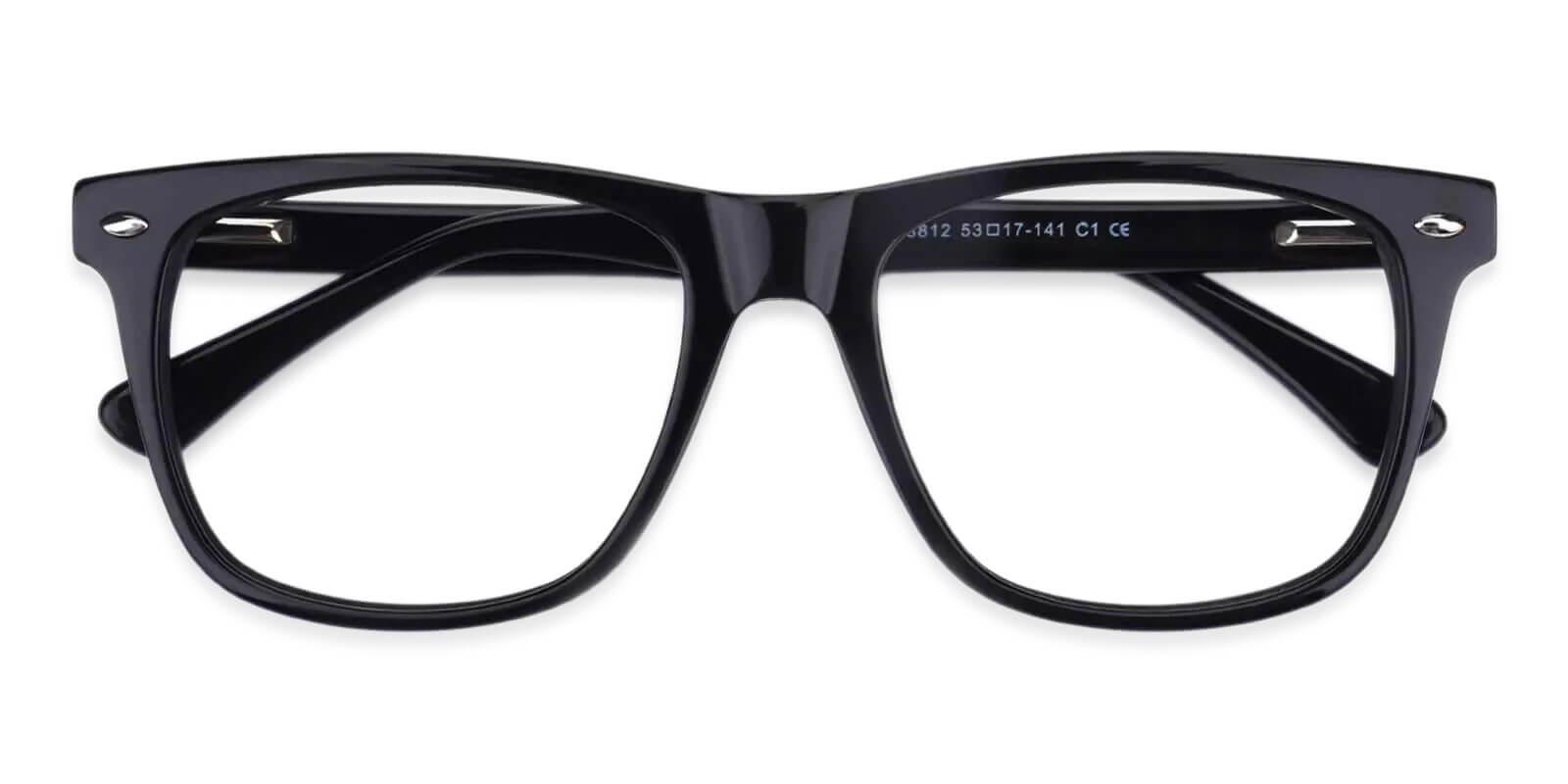 Montalvo Black Acetate Eyeglasses , SpringHinges , UniversalBridgeFit Frames from ABBE Glasses