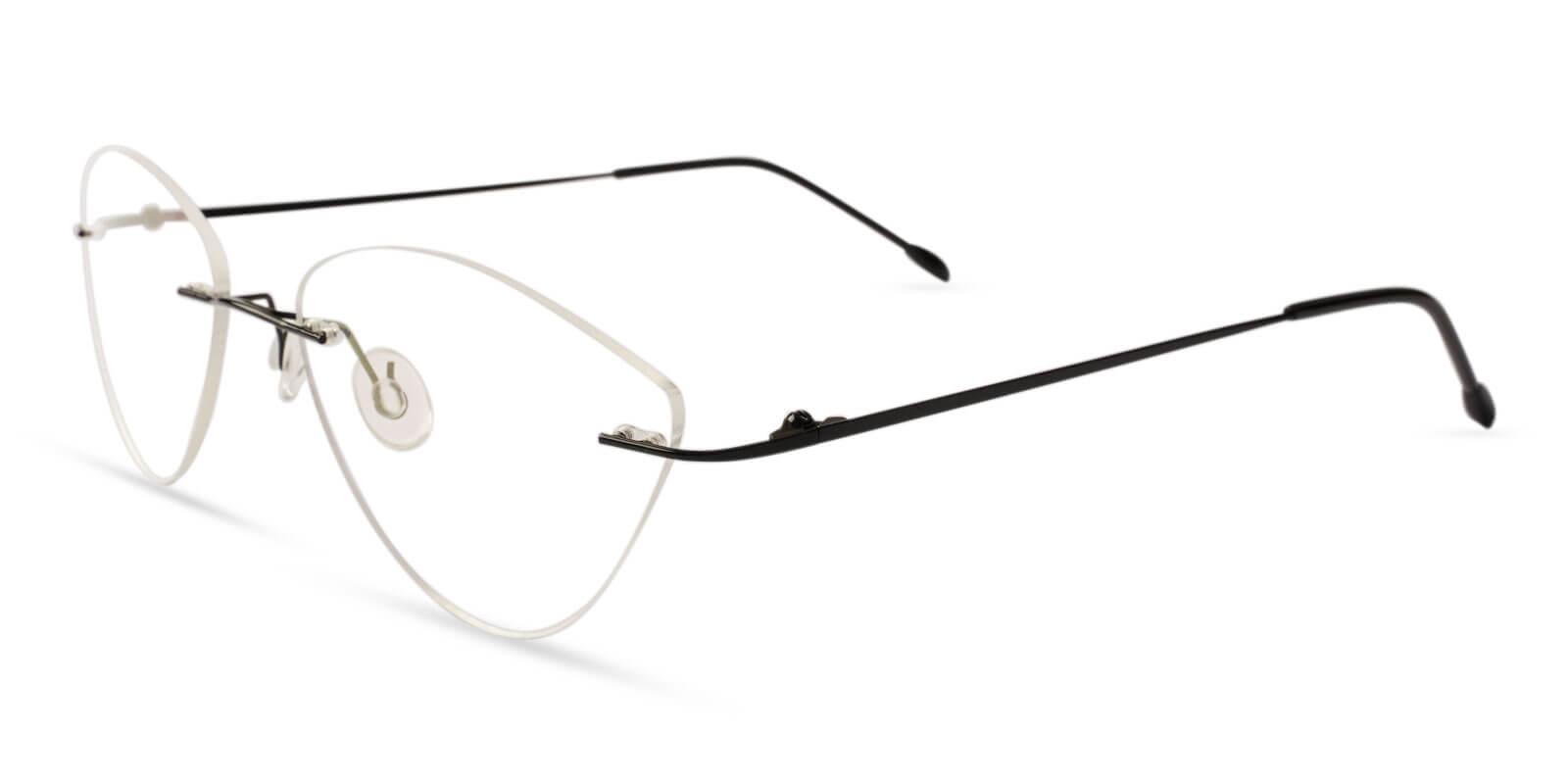 Huguenot Black Metal Eyeglasses , NosePads Frames from ABBE Glasses