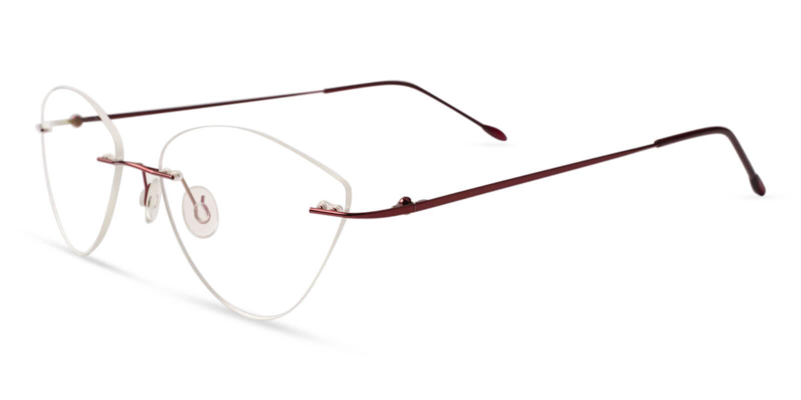 Huguenot Red Metal Eyeglasses , NosePads Frames from ABBE Glasses