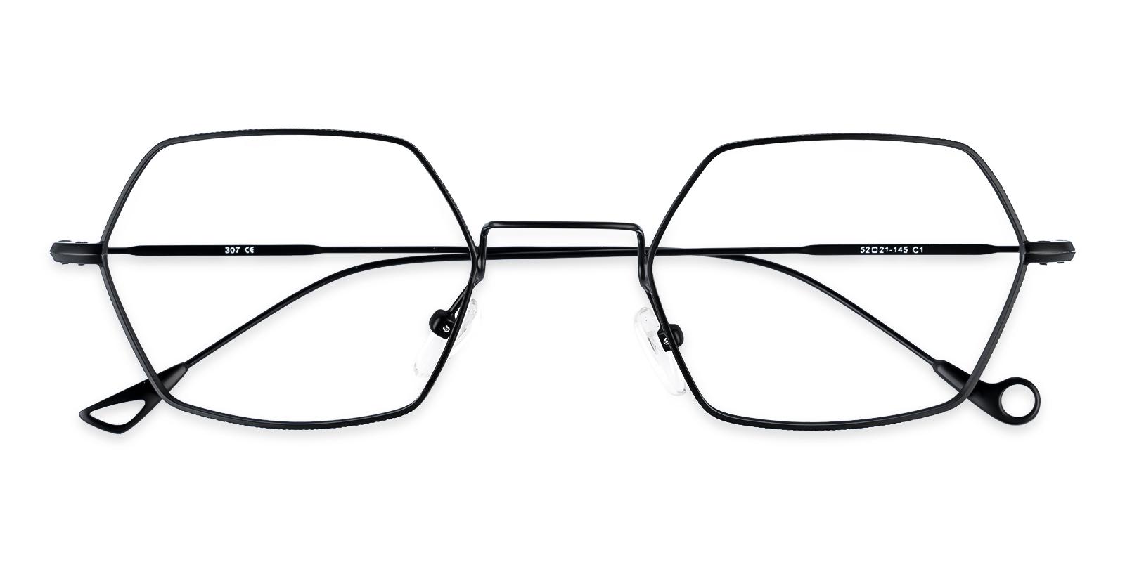 Crystal Black Metal Eyeglasses , NosePads Frames from ABBE Glasses