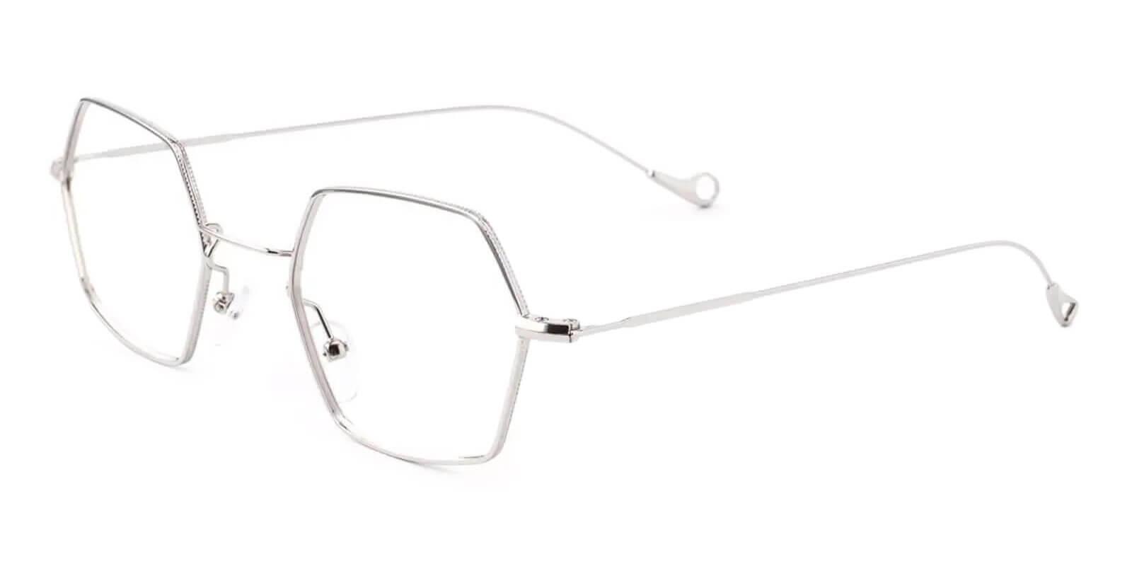 Crystal Silver Metal Eyeglasses , NosePads Frames from ABBE Glasses