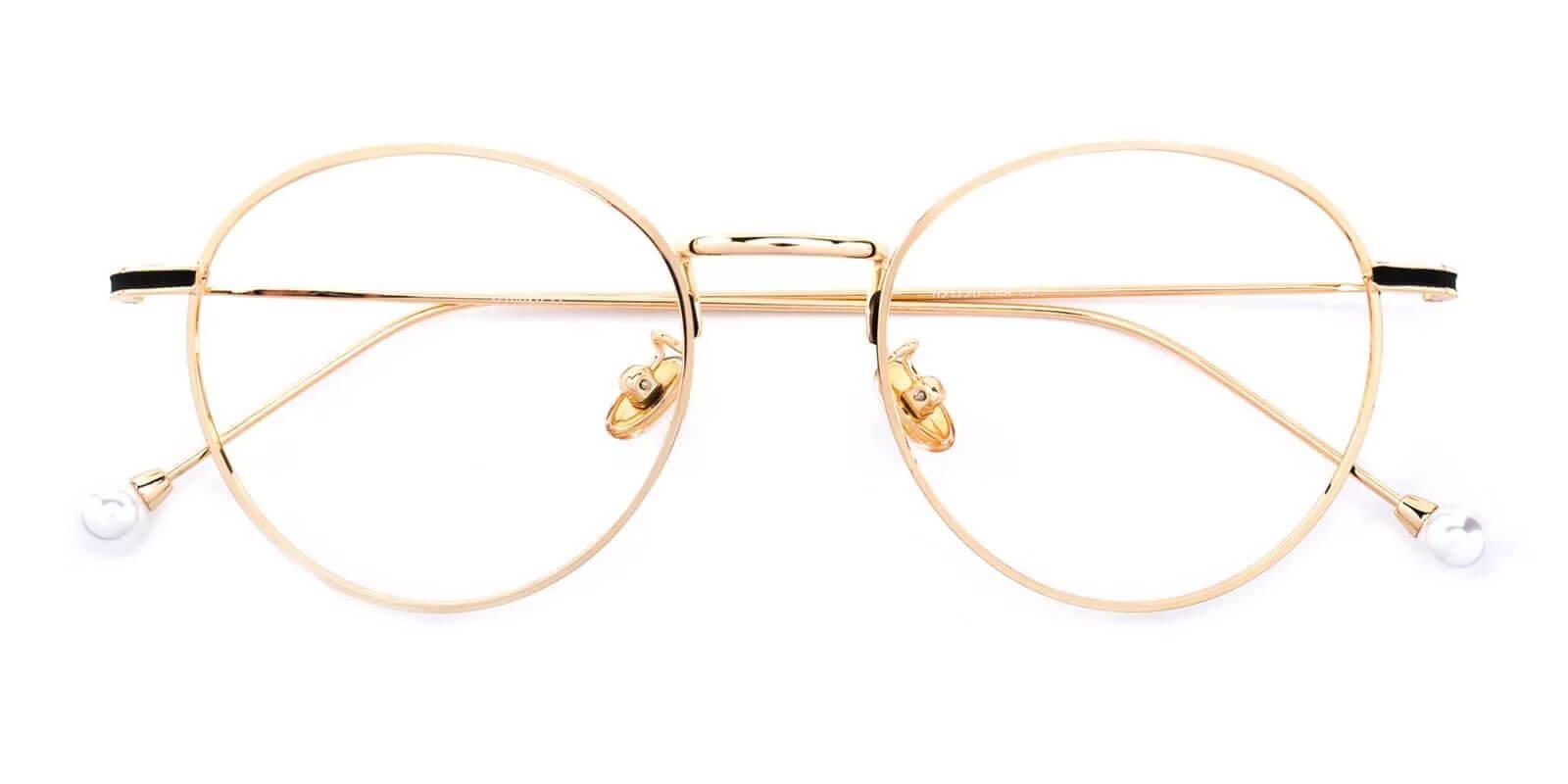 Pearl Gold Metal Eyeglasses , NosePads Frames from ABBE Glasses