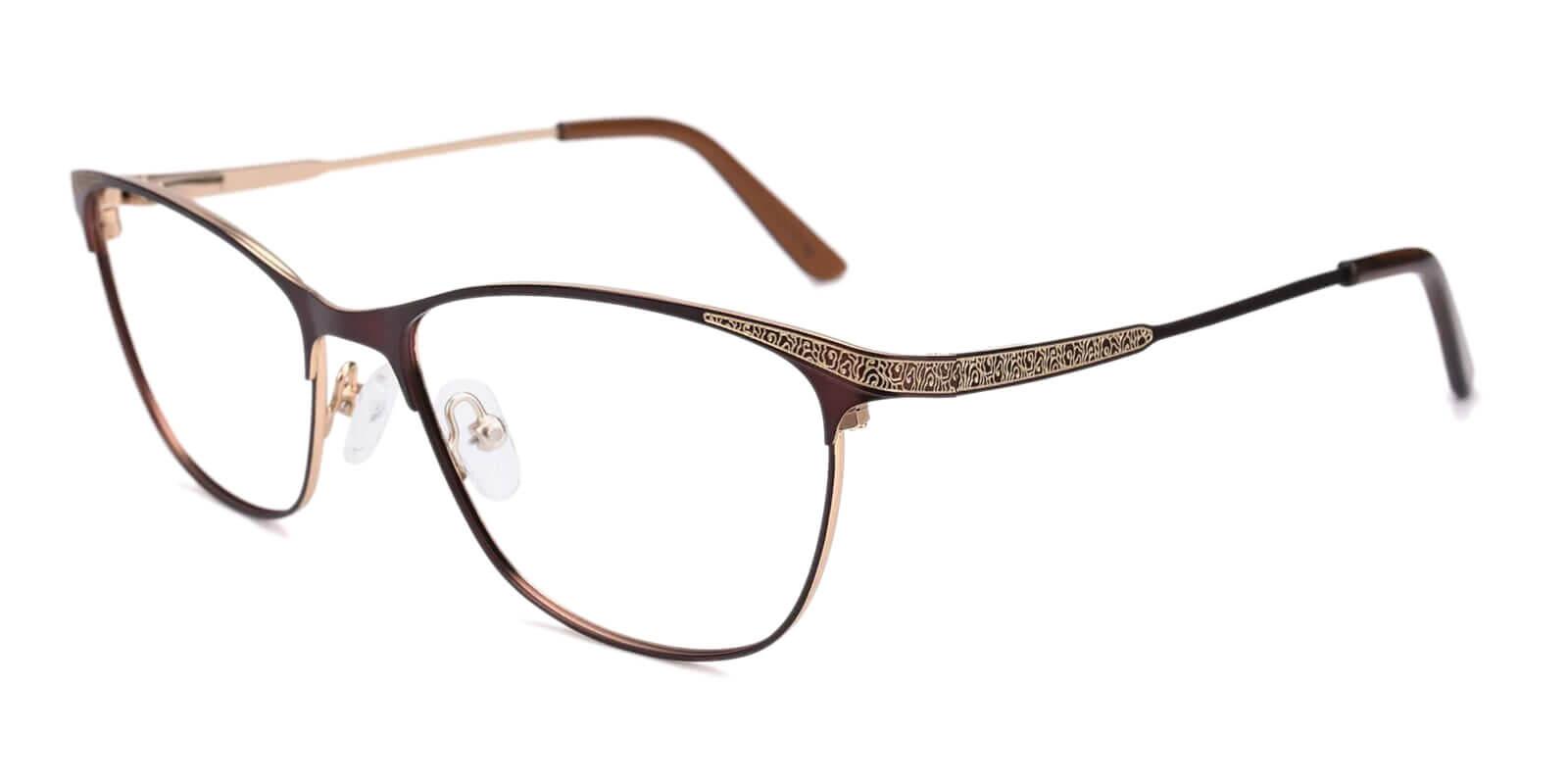 Helix Brown Metal Eyeglasses , SpringHinges , NosePads Frames from ABBE Glasses