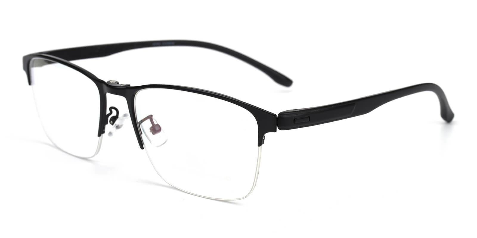 Ferrous Clip-On Black Metal Eyeglasses , SpringHinges , NosePads Frames from ABBE Glasses