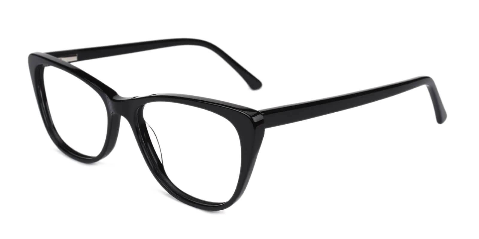 Yuke Black Acetate Eyeglasses , SpringHinges , UniversalBridgeFit Frames from ABBE Glasses