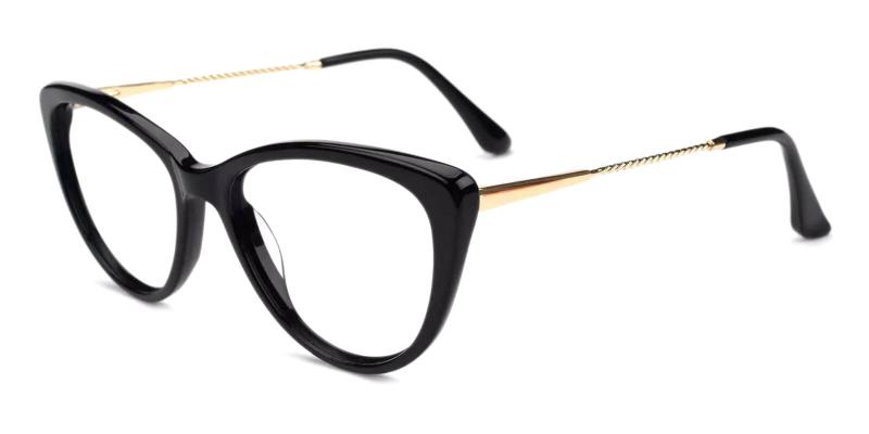 Black Satin - Acetate,Metal ,Universal Bridge Fit