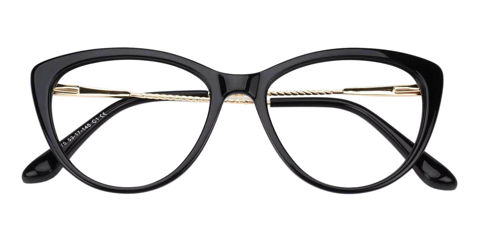 Satin Black Acetate , Metal Eyeglasses , Fashion , SpringHinges , UniversalBridgeFit Frames from ABBE Glasses