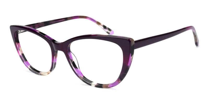 Purple Freda - Acetate ,Universal Bridge Fit