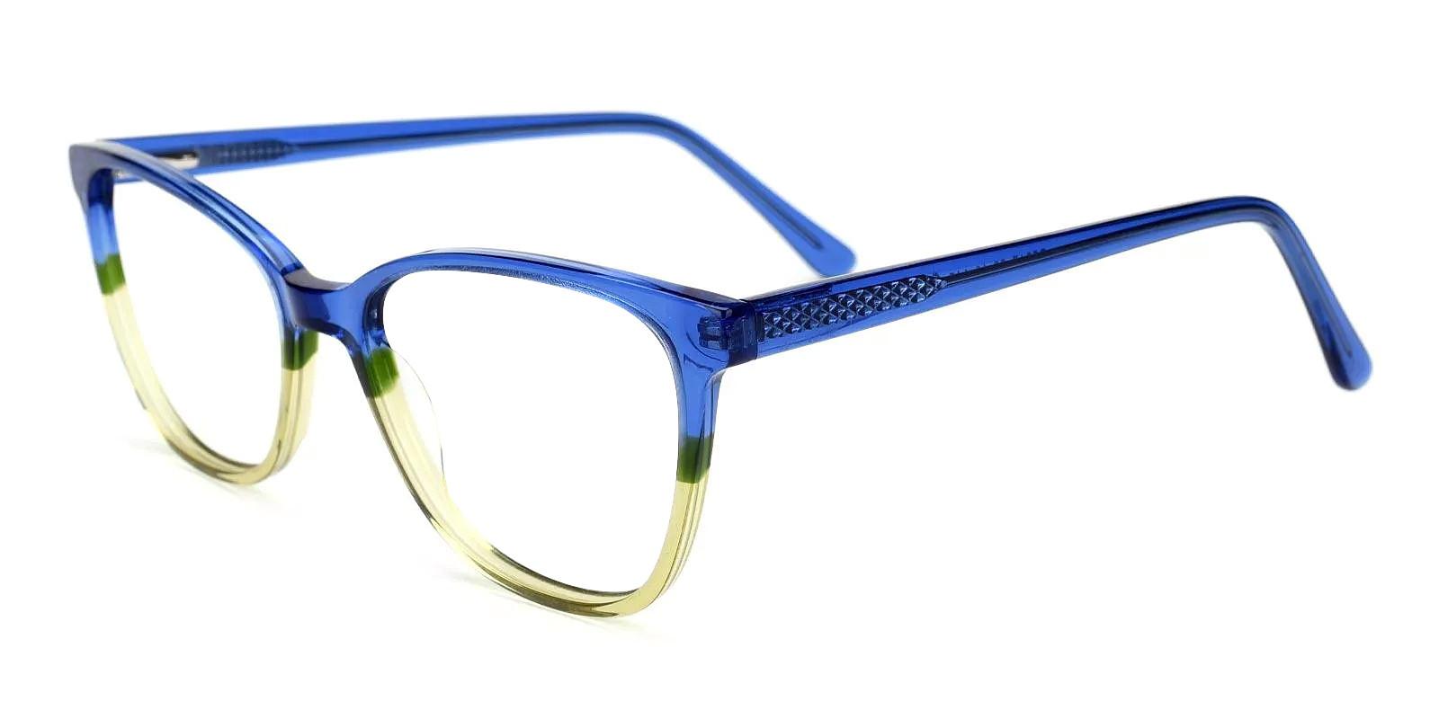 Rosemary Blue Acetate Eyeglasses , Fashion , SpringHinges , UniversalBridgeFit Frames from ABBE Glasses