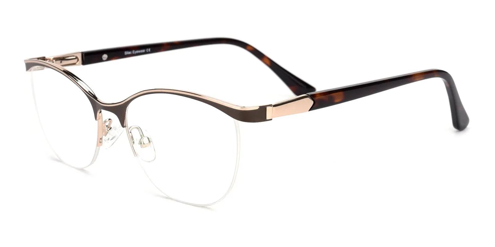 Offor Brown Metal Eyeglasses , NosePads Frames from ABBE Glasses