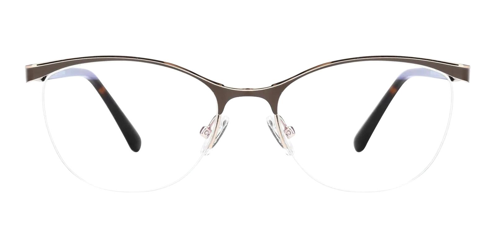 Offor Brown Metal Eyeglasses , NosePads Frames from ABBE Glasses