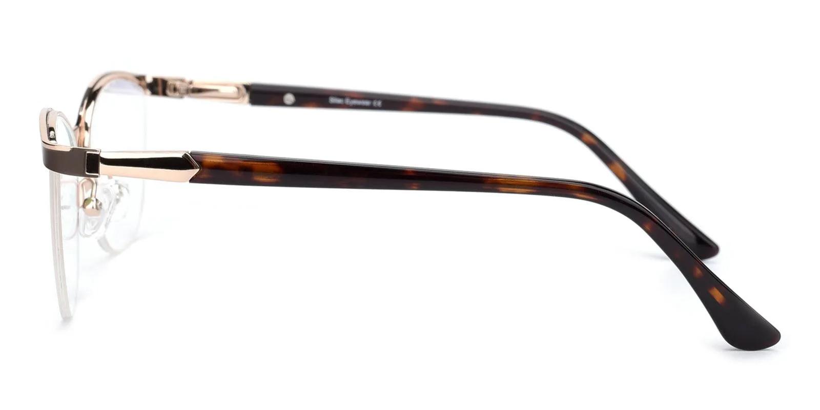 Offor Brown Metal Eyeglasses , NosePads Frames from ABBE Glasses