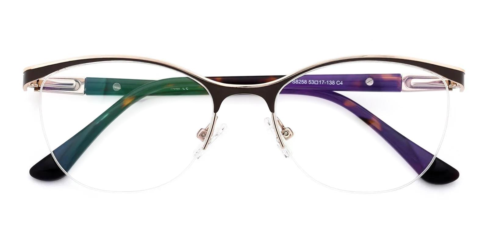 Offor Brown Metal Eyeglasses , NosePads Frames from ABBE Glasses