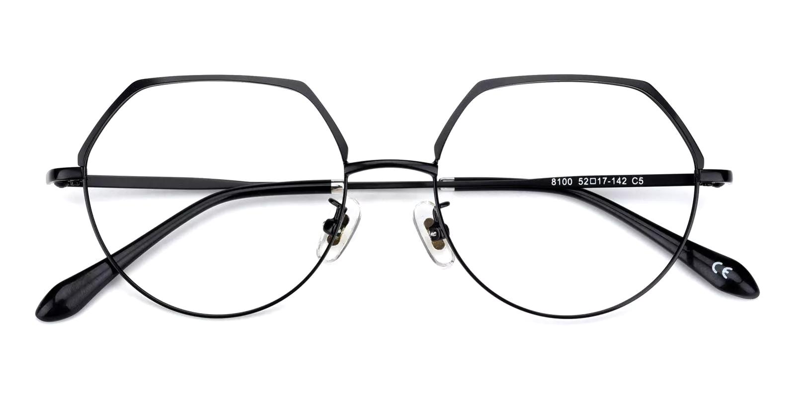 Actie Black Metal Eyeglasses , NosePads Frames from ABBE Glasses