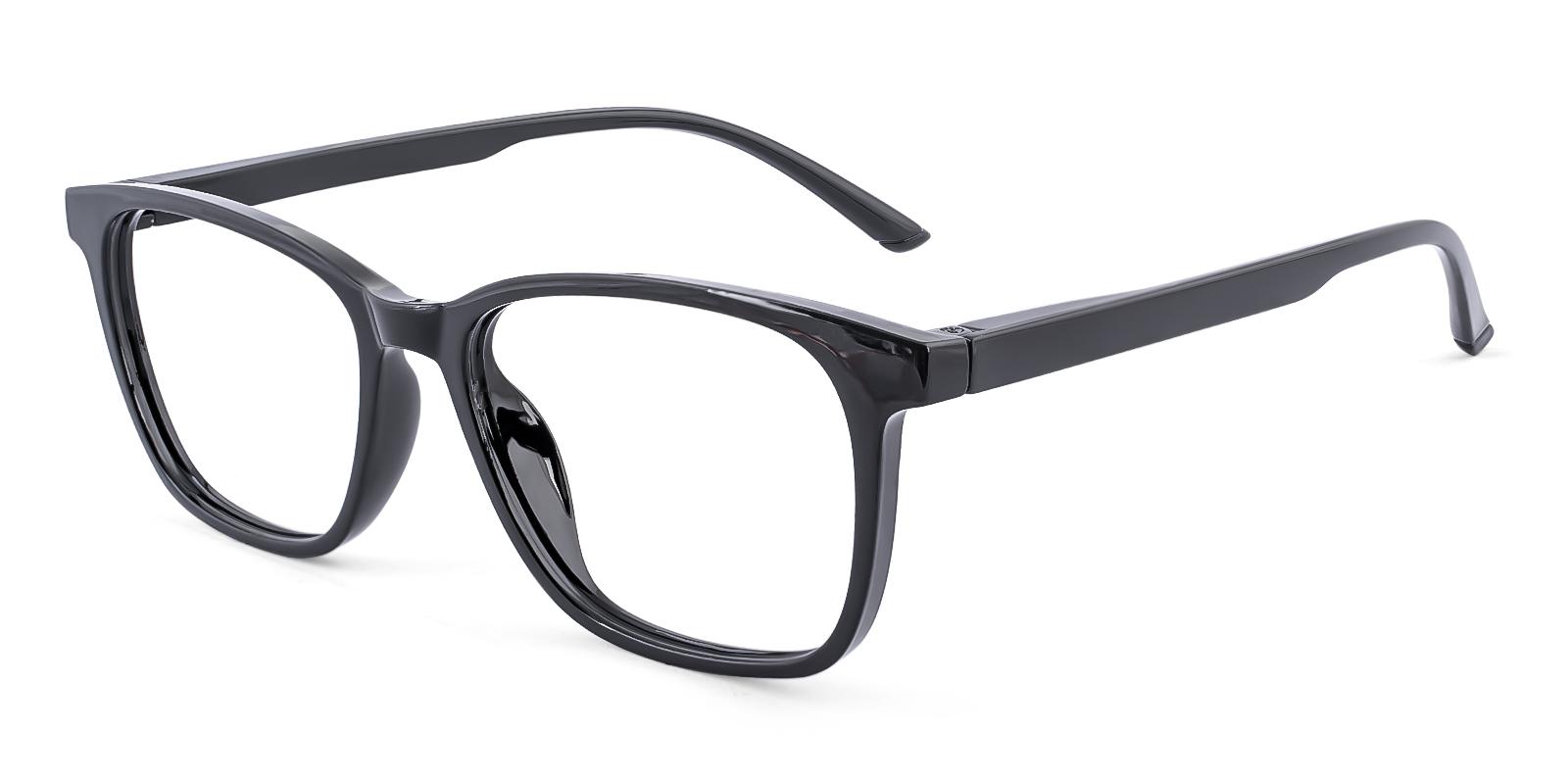 Fourable Black Plastic Eyeglasses , SpringHinges , UniversalBridgeFit Frames from ABBE Glasses