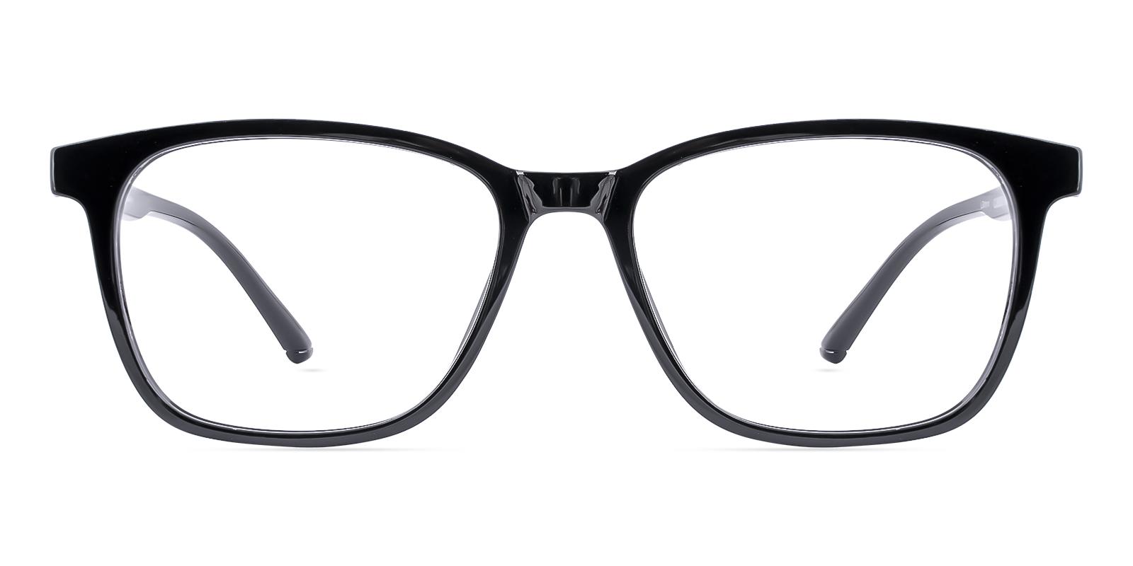 Fourable Black Plastic Eyeglasses , SpringHinges , UniversalBridgeFit Frames from ABBE Glasses