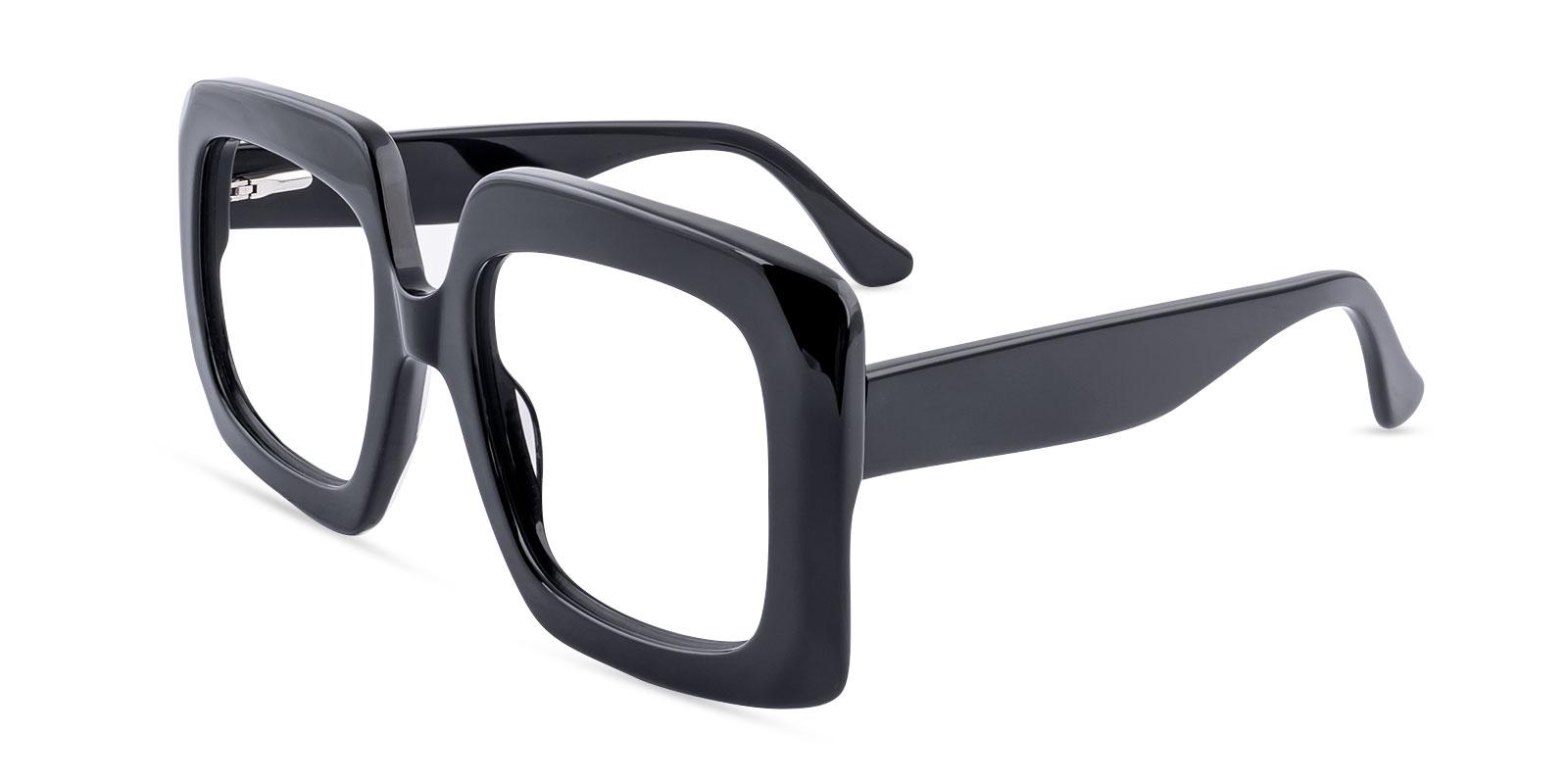 Volcapital Black Acetate Eyeglasses , SpringHinges , UniversalBridgeFit Frames from ABBE Glasses