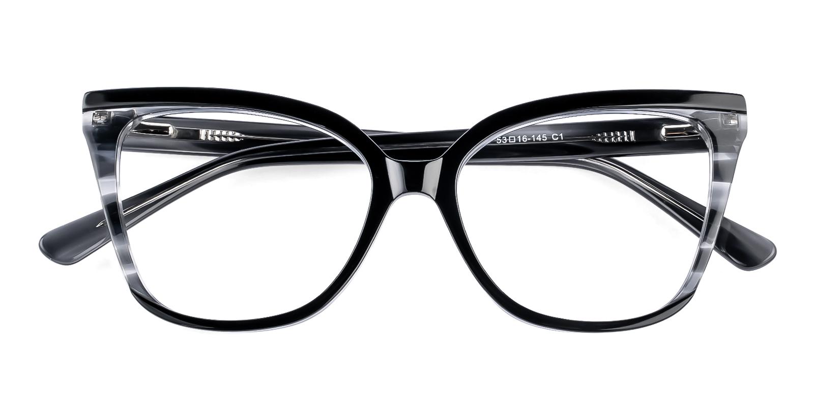 Cipness Black Acetate Eyeglasses , SpringHinges , UniversalBridgeFit Frames from ABBE Glasses
