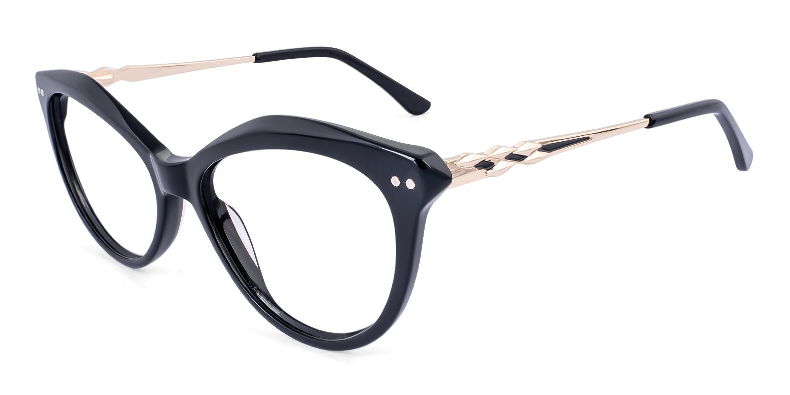 Bellatory Black Acetate , Metal Eyeglasses , SpringHinges , UniversalBridgeFit , clip-on Frames from ABBE Glasses