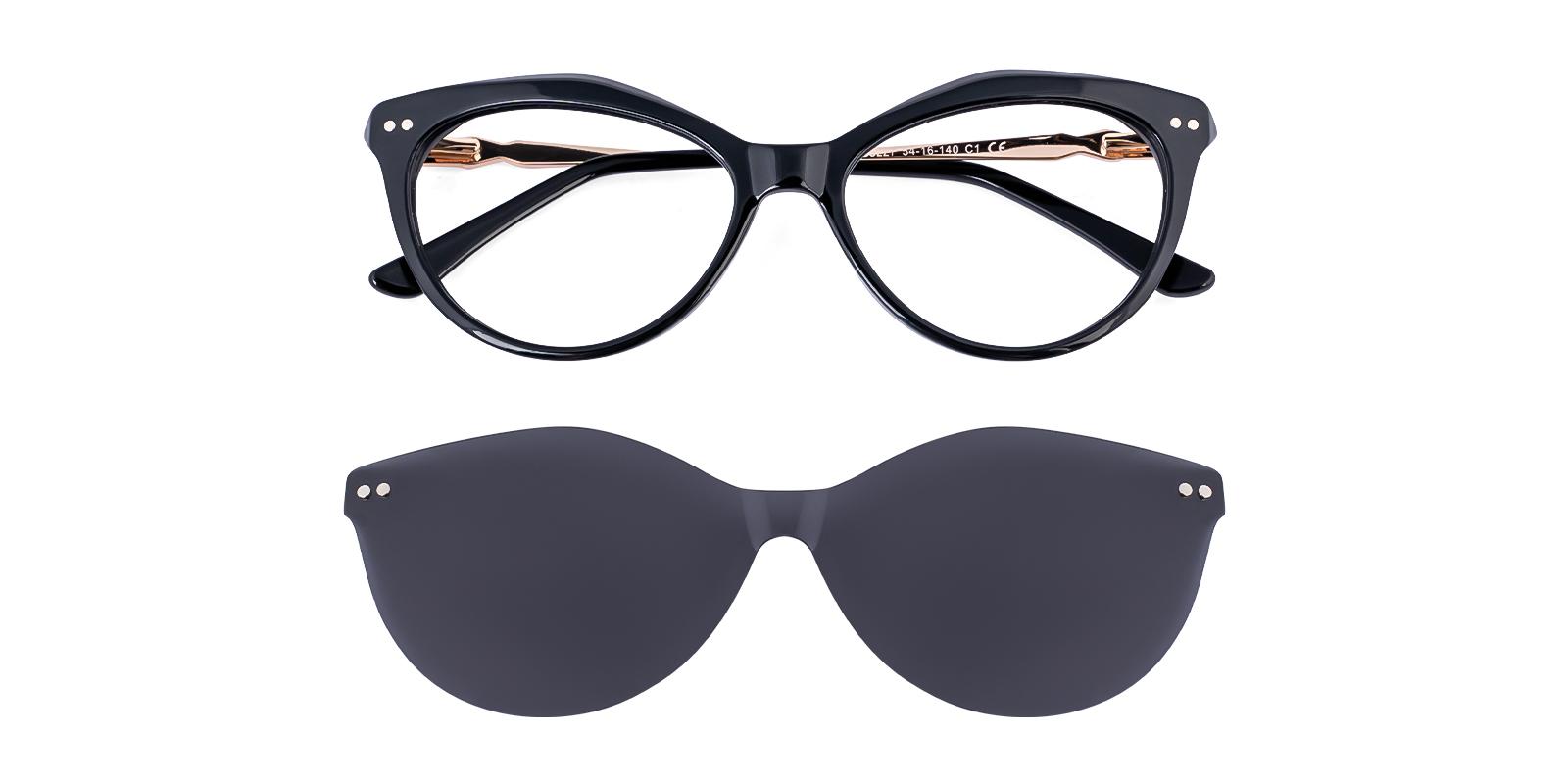 Bellatory Black Acetate , Metal Eyeglasses , SpringHinges , UniversalBridgeFit , clip-on Frames from ABBE Glasses