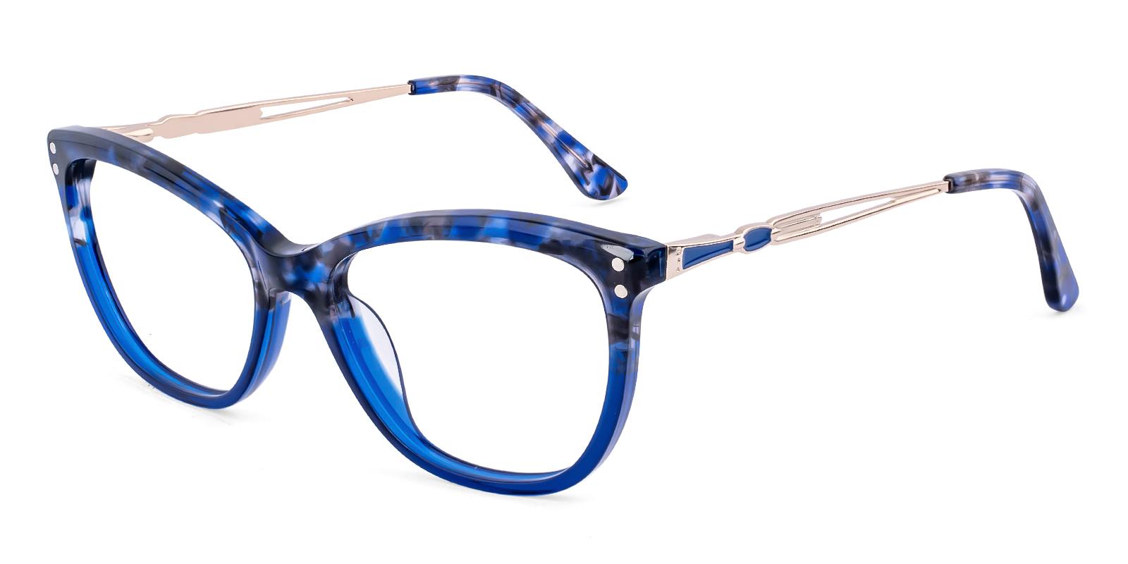 Regionent Blue Acetate , Metal Eyeglasses , SpringHinges , UniversalBridgeFit , clip-on Frames from ABBE Glasses