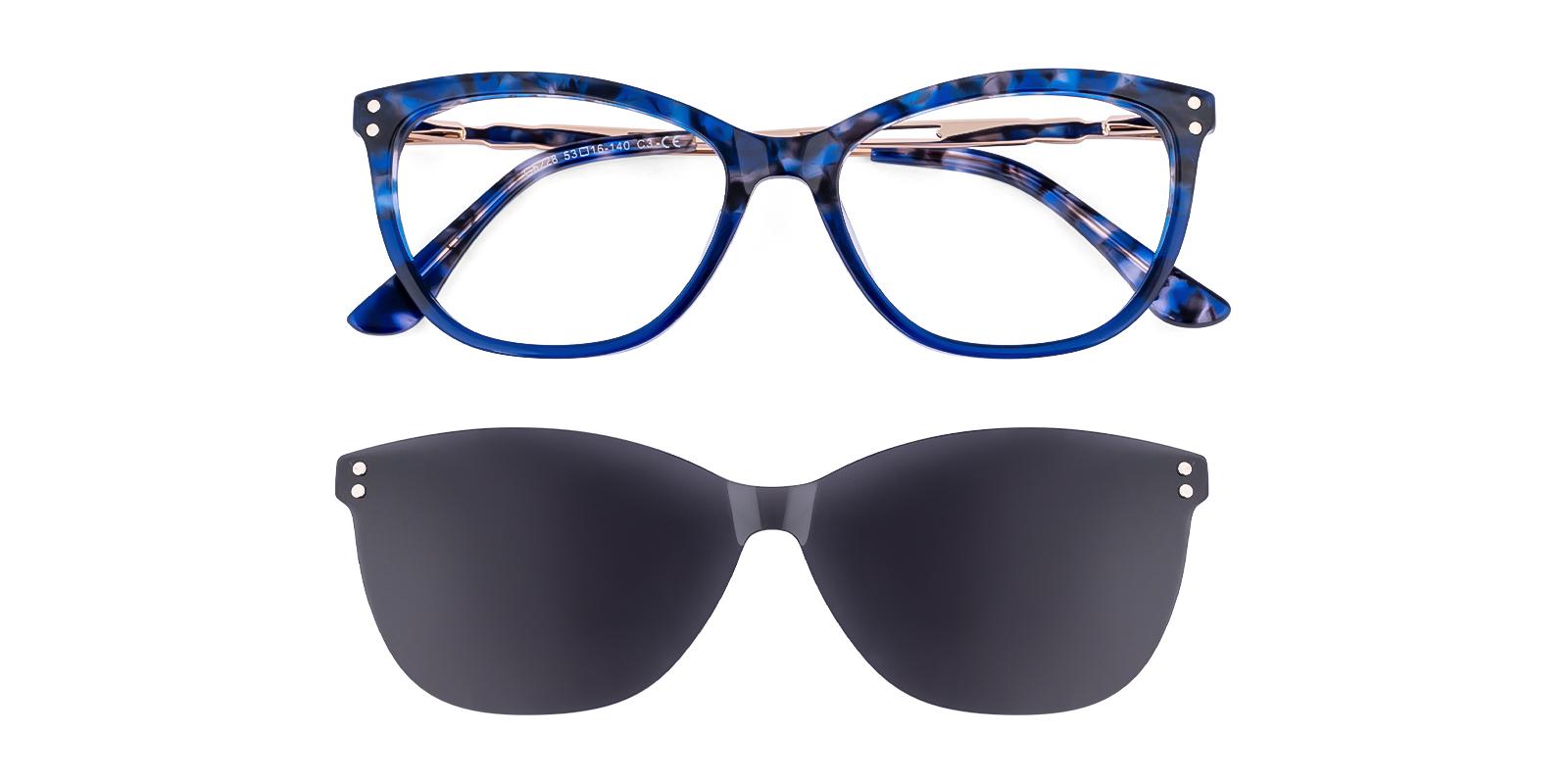 Regionent Blue Acetate , Metal Eyeglasses , SpringHinges , UniversalBridgeFit , clip-on Frames from ABBE Glasses